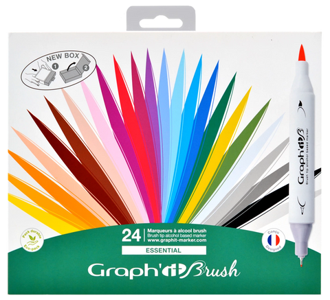GRAPH'IT BRUSH & EXTRA FINE SET 24 MARQUEURS ESSENTIAL