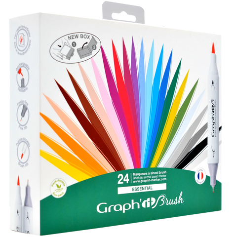 GRAPH'IT BRUSH & EXTRA FINE SET 24 MARQUEURS ESSENTIAL