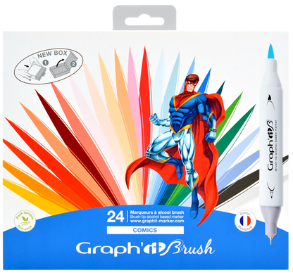 GRAPH'IT BRUSH & EXTRA FINE SET 24 MARQUEURS COMICS