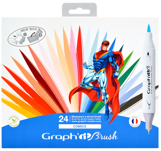 GRAPH'IT BRUSH & EXTRA FINE SET 24 MARQUEURS COMICS