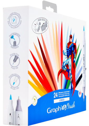 GRAPH'IT BRUSH & EXTRA FINE SET 24 MARQUEURS COMICS