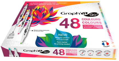 GRAPH'IT GO SET DE 48 MARQUEURS ACRYLIQUE COLORIAGE MYSTERE