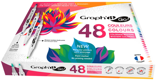 GRAPH'IT GO SET DE 48 MARQUEURS ACRYLIQUE COLORIAGE MYSTERE