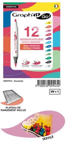 GRAPH'IT GO SET DE 12 MARQUEURS ACRYLIQUE ESSENTIAL