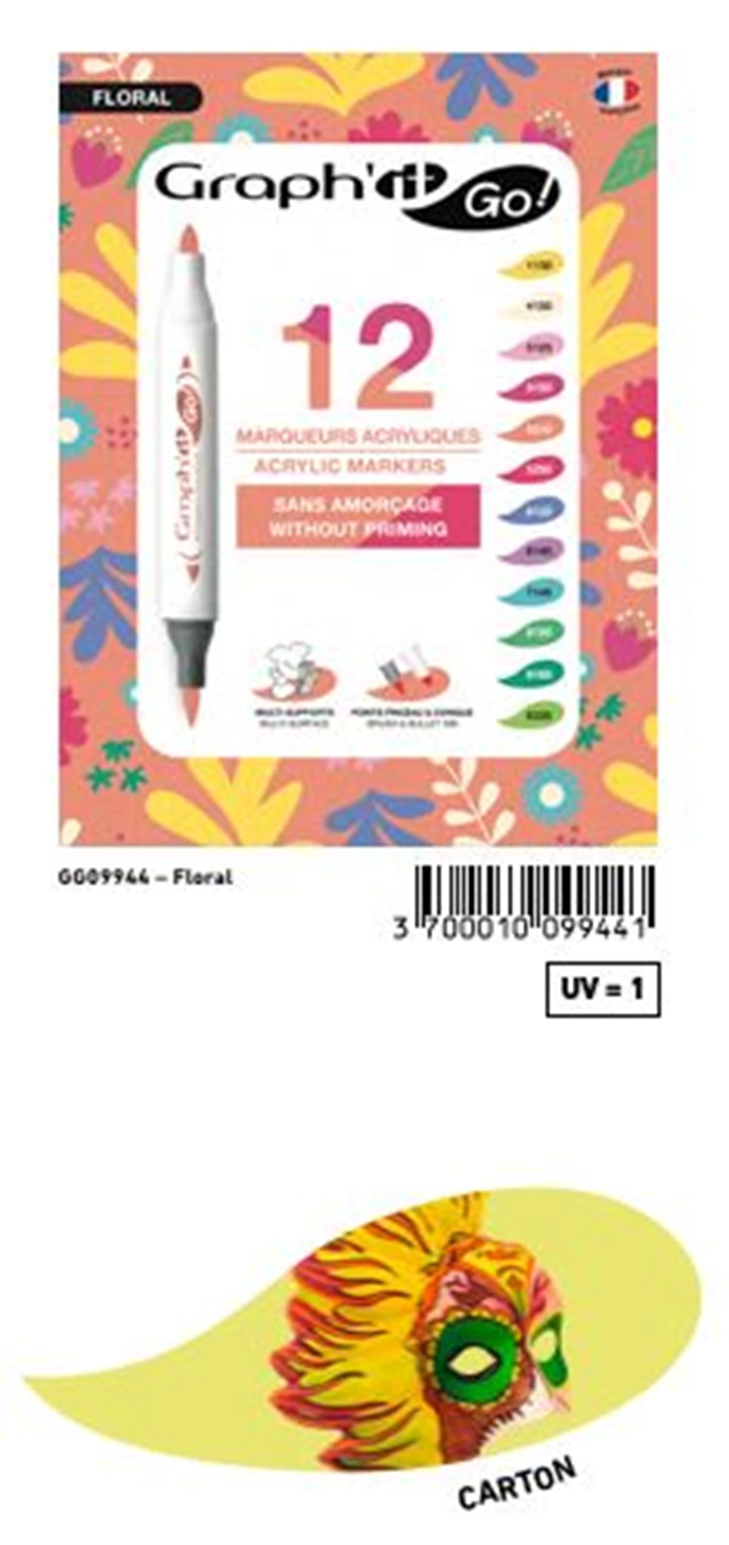 GRAPH'IT GO SET DE 12 MARQUEURS ACRYLIQUE FLORAL