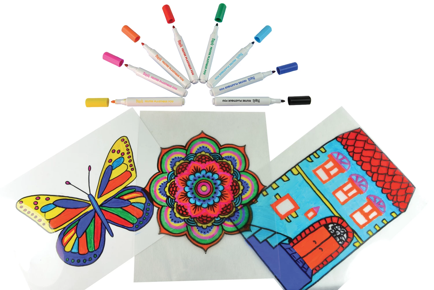 DIAM'S POCHETTE DE 8 FEUTRES POUR PLASTIQUE FOU