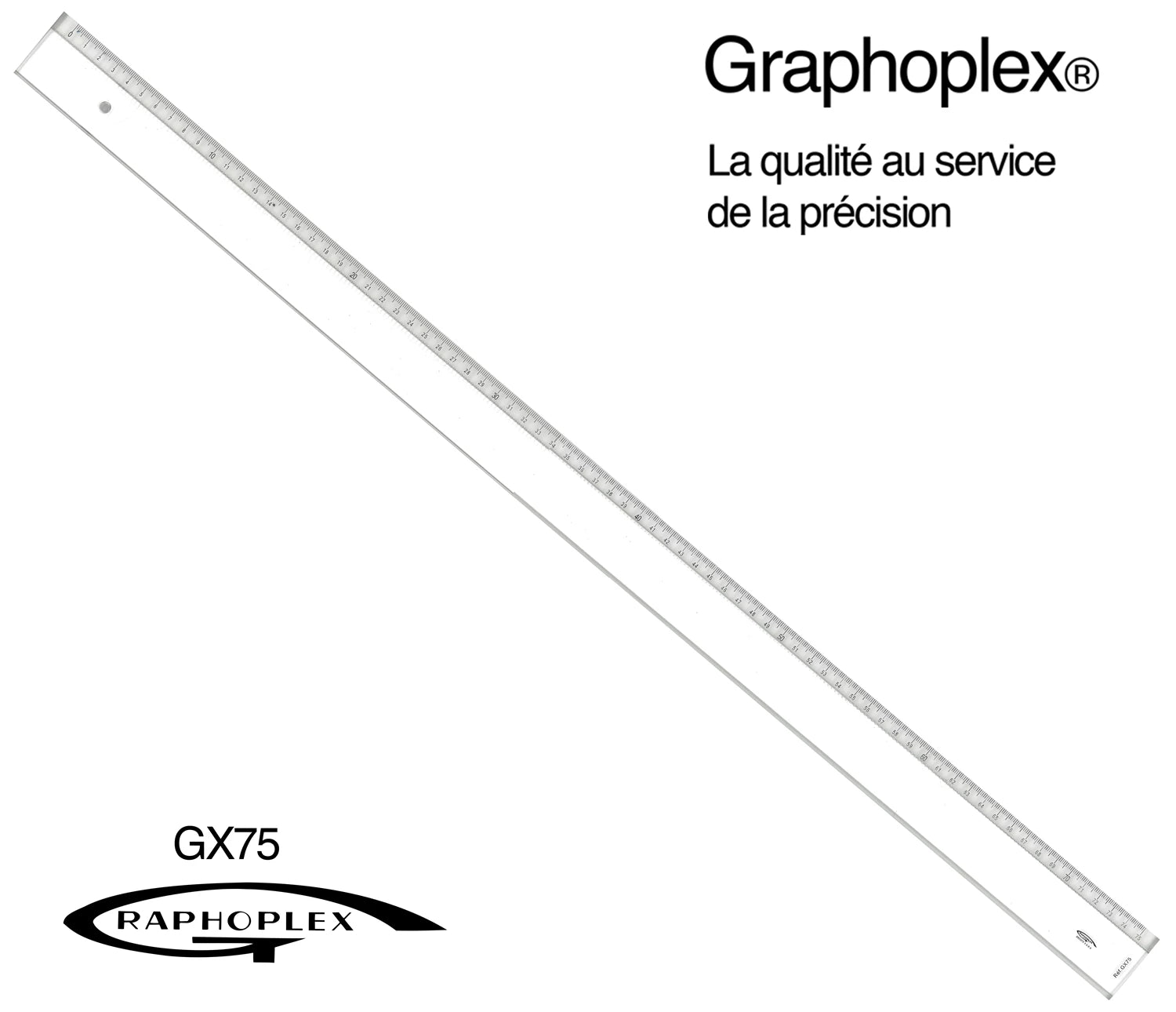 REGLE TRANSPARENTE 1 BISEAU + BOSSELAGE 75CM