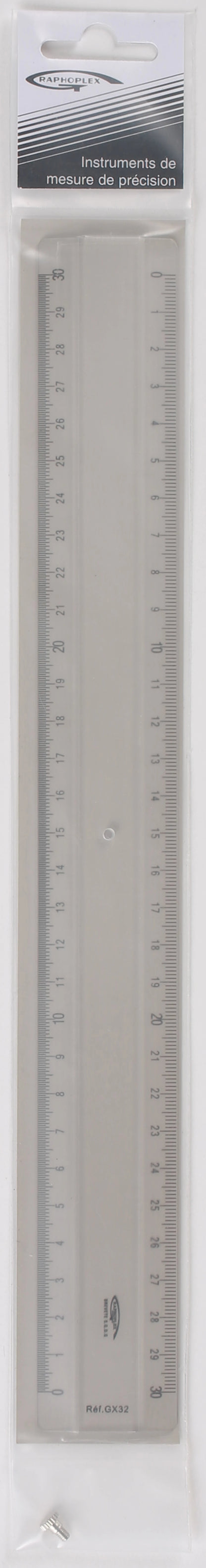 REGLE TRANSPARENTE 2 BISEAUX + BOSSELAGE 30CM