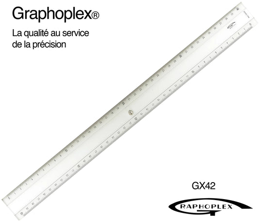 REGLE TRANSPARENTE 2 BISEAUX + BOSSELAGE 40CM