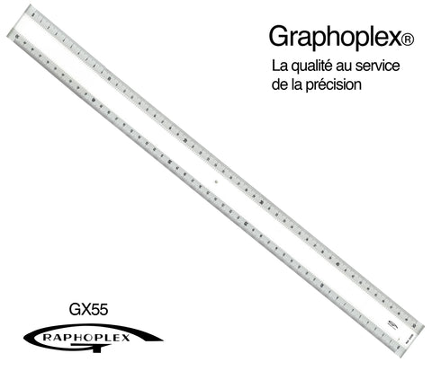 REGLE TRANSPARENTE 2 BISEAUX BLANCS + BOSSELAGE 50CM