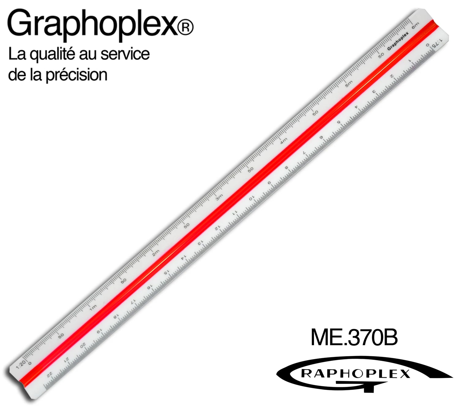 REGLE DE REDUCTION TRIANGULAIRE SUR CARTE 1/20 A 1/125E 30CM