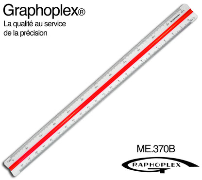 REGLE DE REDUCTION TRIANGULAIRE SUR CARTE 1/20 A 1/125E 30CM