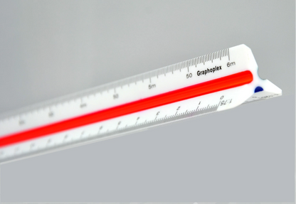 REGLE DE REDUCTION TRIANGULAIRE SUR CARTE 1/20 A 1/125E 30CM
