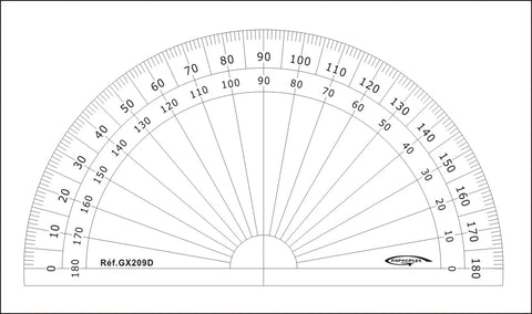 RAPPORTEUR 1/2 CERCLE DEGRES DIA 10CM