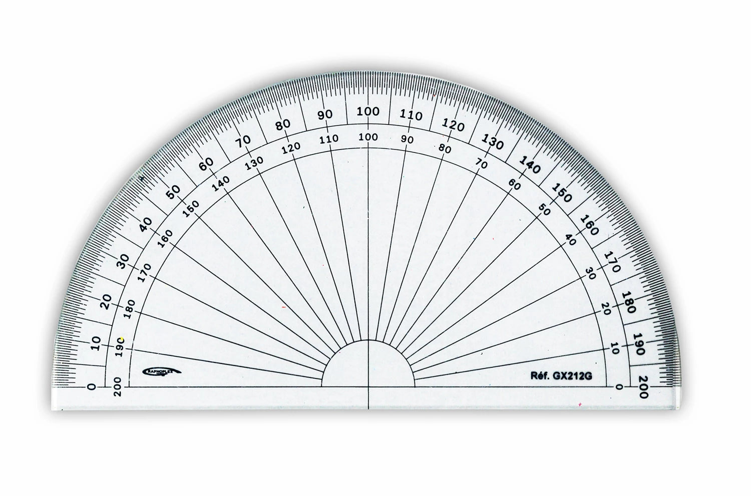 RAPPORTEUR 1/2 CERCLE GRADES DIA 13CM
