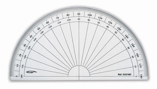 RAPPORTEUR 1/2 CERCLE DEGRES DIA 16CM