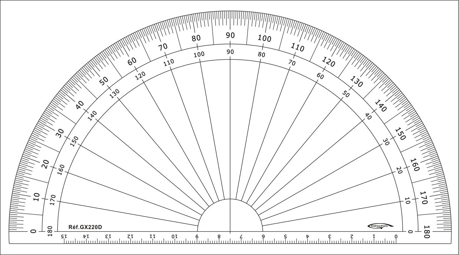 RAPPORTEUR 1/2 CERCLE DEGRES DIA 20CM