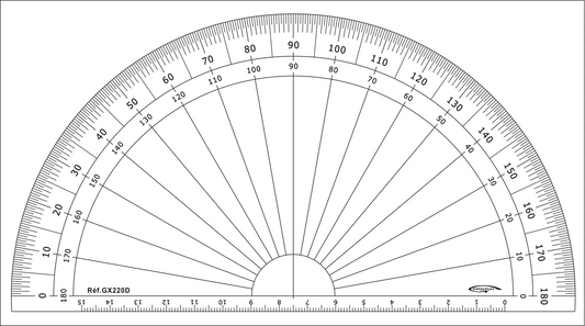 RAPPORTEUR 1/2 CERCLE DEGRES DIA 20CM