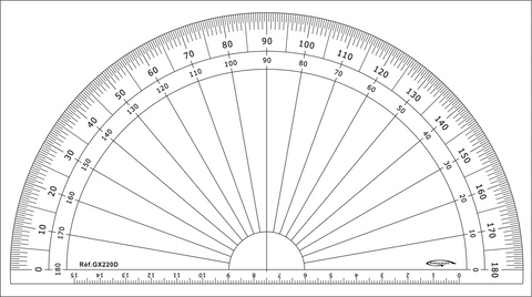 RAPPORTEUR 1/2 CERCLE DEGRES DIA 20CM