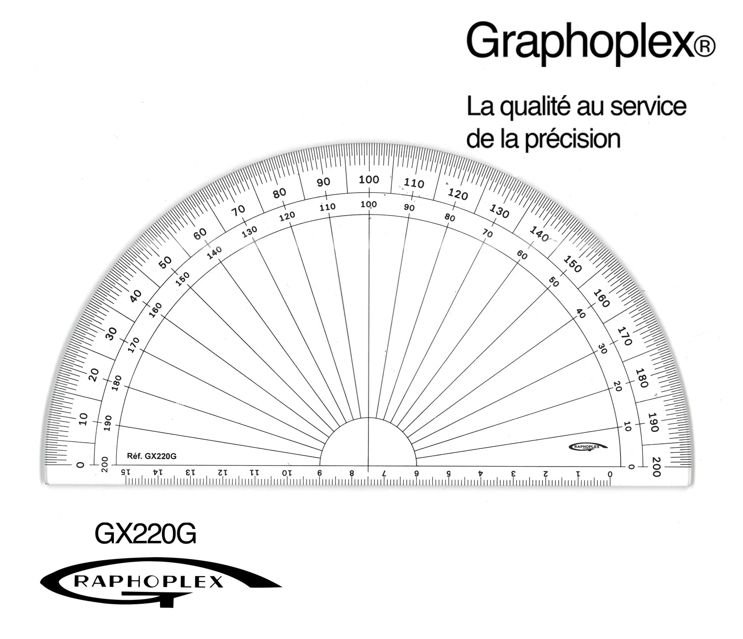 RAPPORTEUR 1/2 CERCLE GRADES DIA 20CM