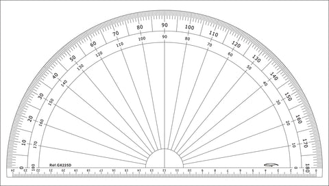 RAPPORTEUR 1/2 CERCLE DEGRES DIA 25CM