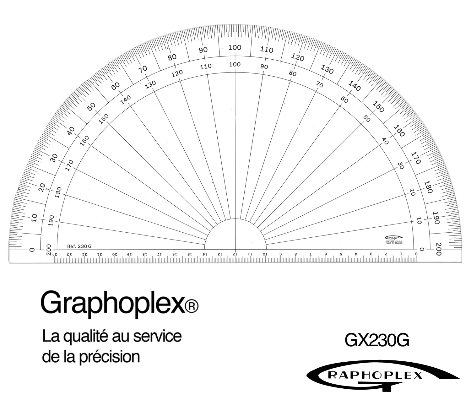 RAPPORTEUR 1/2 CERCLE GRADES DIA 30CM