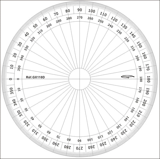 RAPPORTEUR CERCLE ENTIER DEGRES DIA 10CM