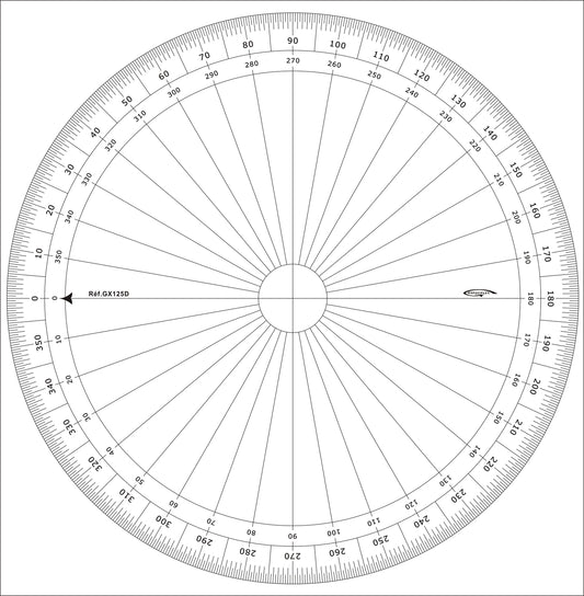RAPPORTEUR CERCLE ENTIER DEGRES DIA 25CM