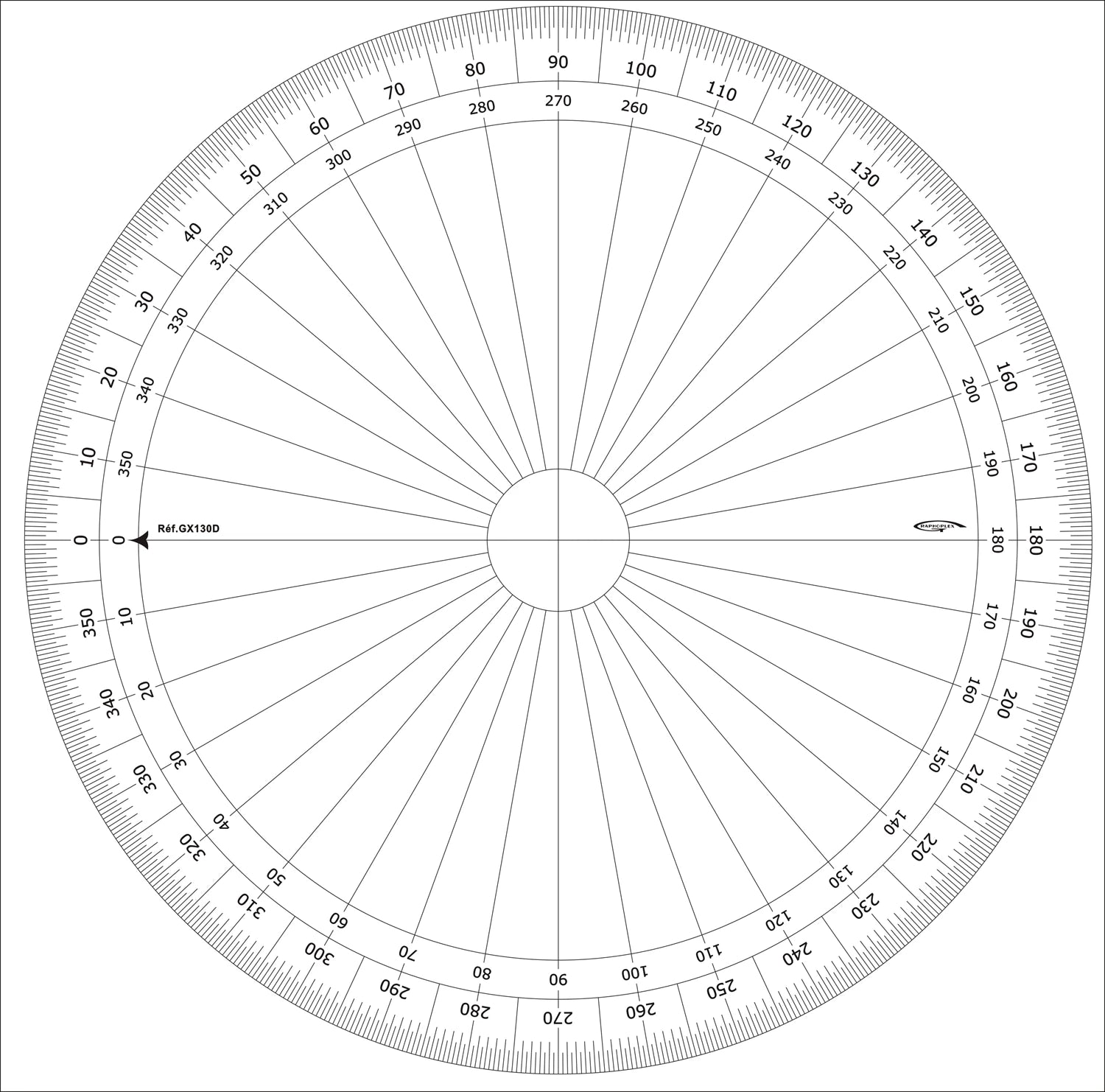 RAPPORTEUR CERCLE ENTIER DEGRES DIA 30CM