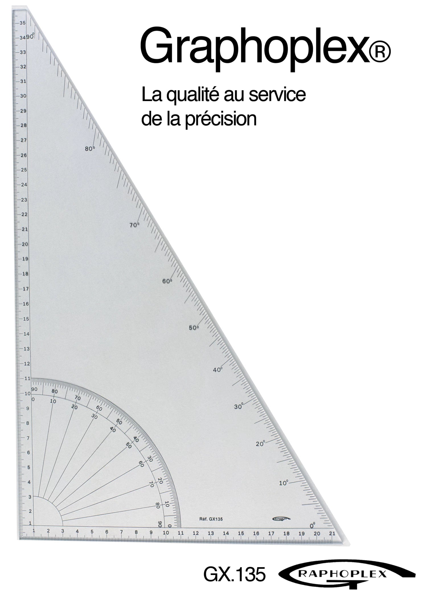 EQUERRE/RAPPORTEUR 60° GRADUATIONS EN DEGRES BORDS DROITS