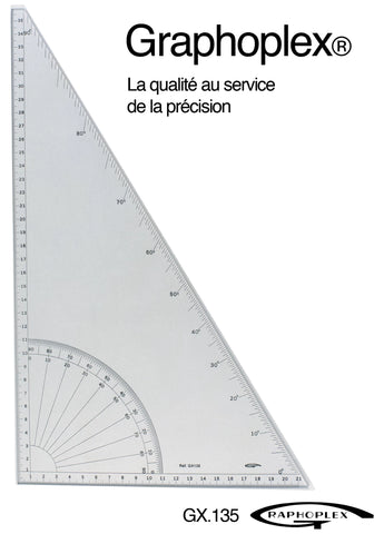 EQUERRE/RAPPORTEUR 60° GRADUATIONS EN DEGRES BORDS DROITS