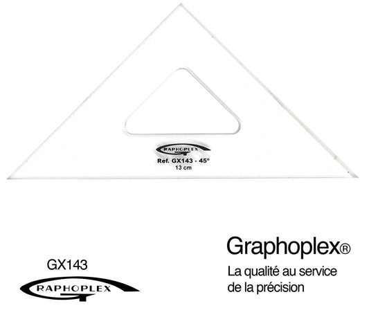 EQUERRE 45° 3 BORDS DROITS 13CM