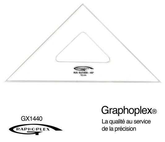 EQUERRE 45° 3 BORDS ANTITACHES 16CM