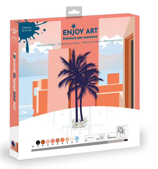 ENJOY ART PEINTURE N° 30X30CM SOUS LES PALMIERS