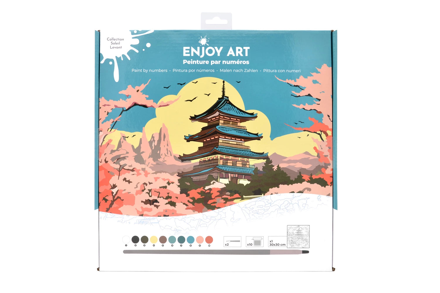 ENJOY ART PEINTURE N° 30X30CM SOLEIL LEVANT-PAGODE