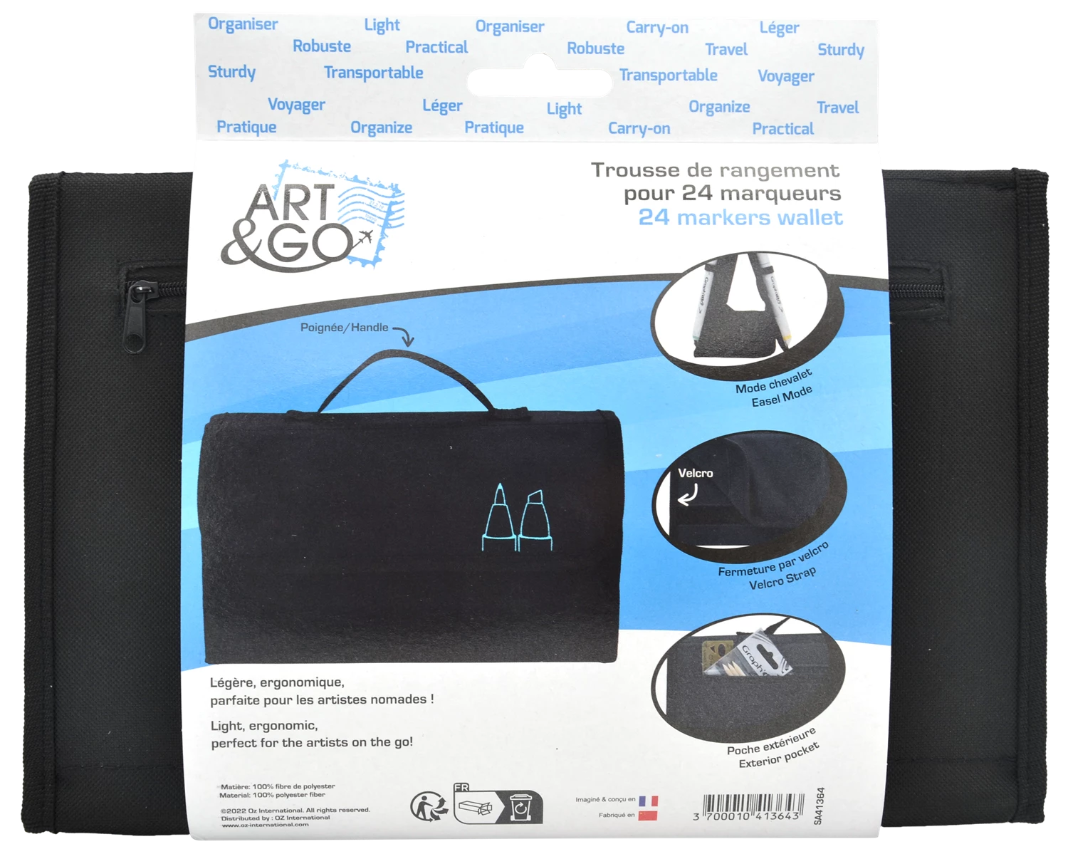 TROUSSE DE RANGEMENT CHEVALET POUR 24 MARQUEURS A ALCOOL