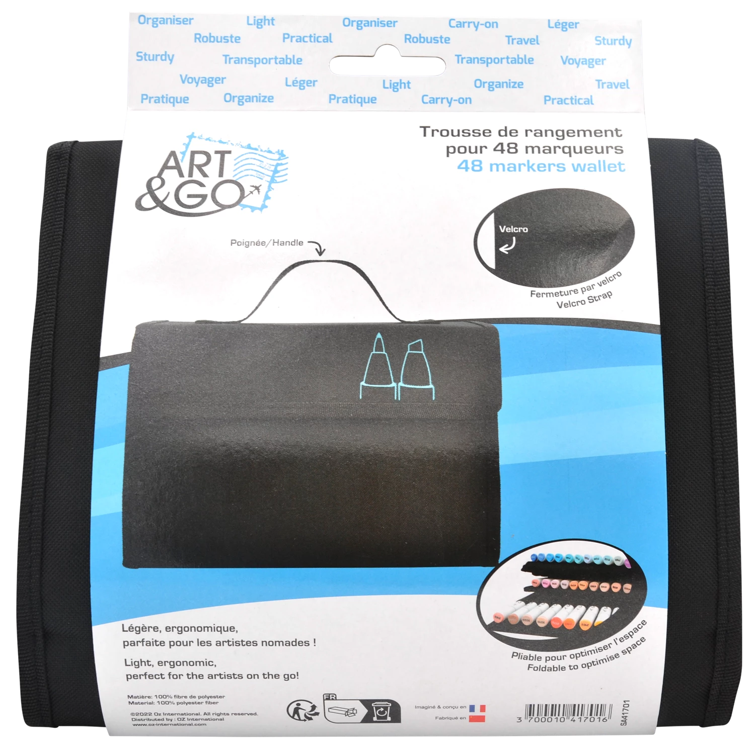 TROUSSE DE RANGEMENT CHEVALET POUR 48 MARQUEURS A ALCOOL