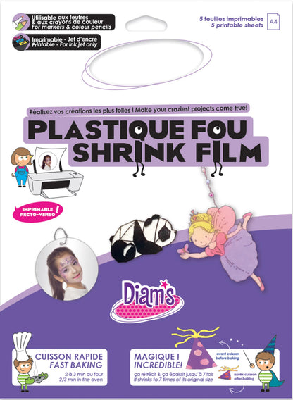 DIAM'S PLASTIQUE FOU 5 FEUILLES : BLANC IMPRIMABLE RECTO VER