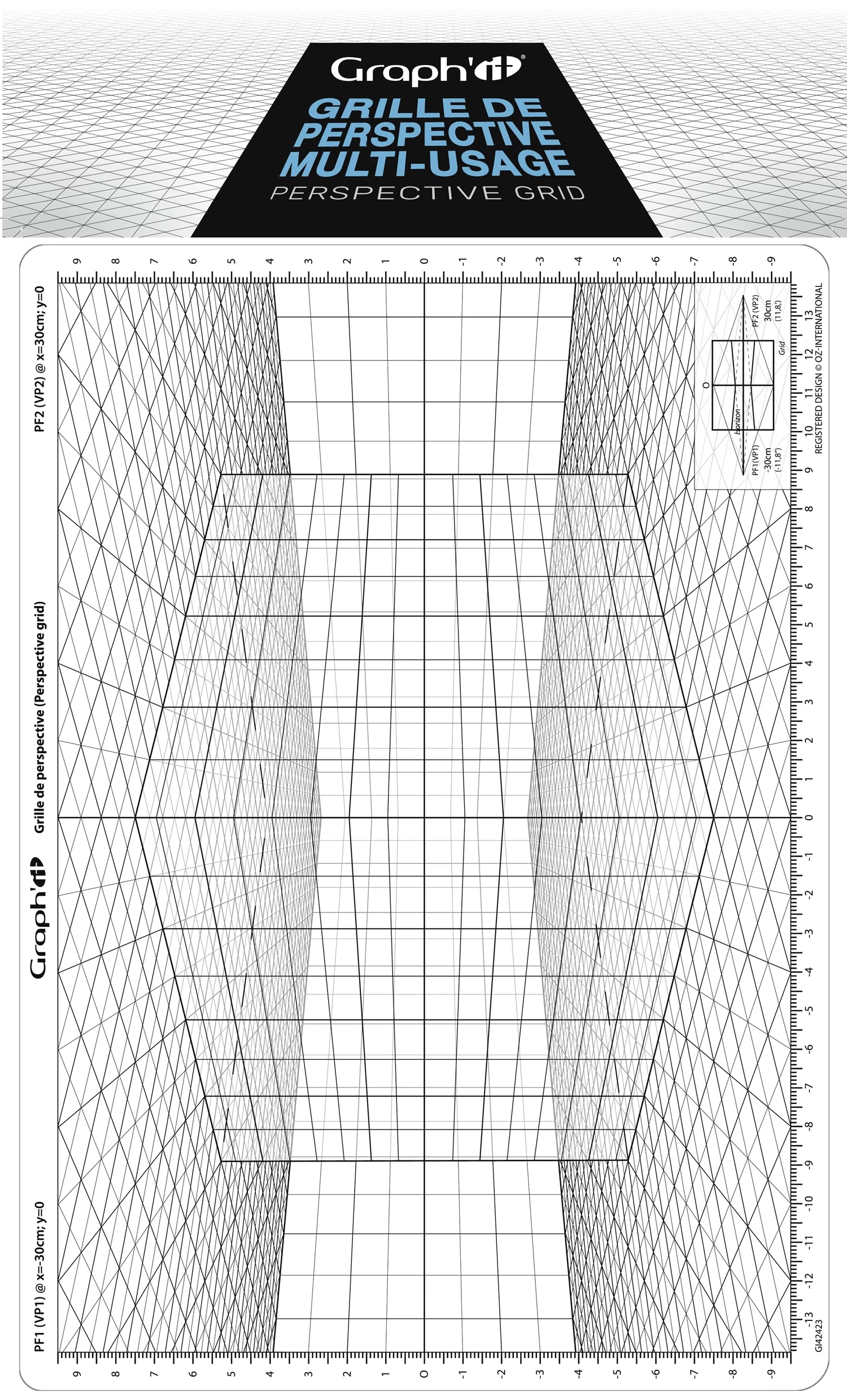 GRAPH'IT GRILLE DE PERSPECTIVE D CUBE EN PERSPECTIVE OBLIQUE