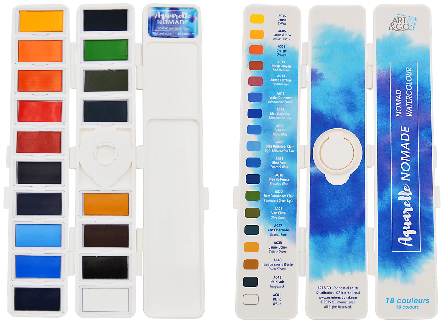 ART&GO PALETTE AQUARELLE ACCORDEON 18 COULEURS