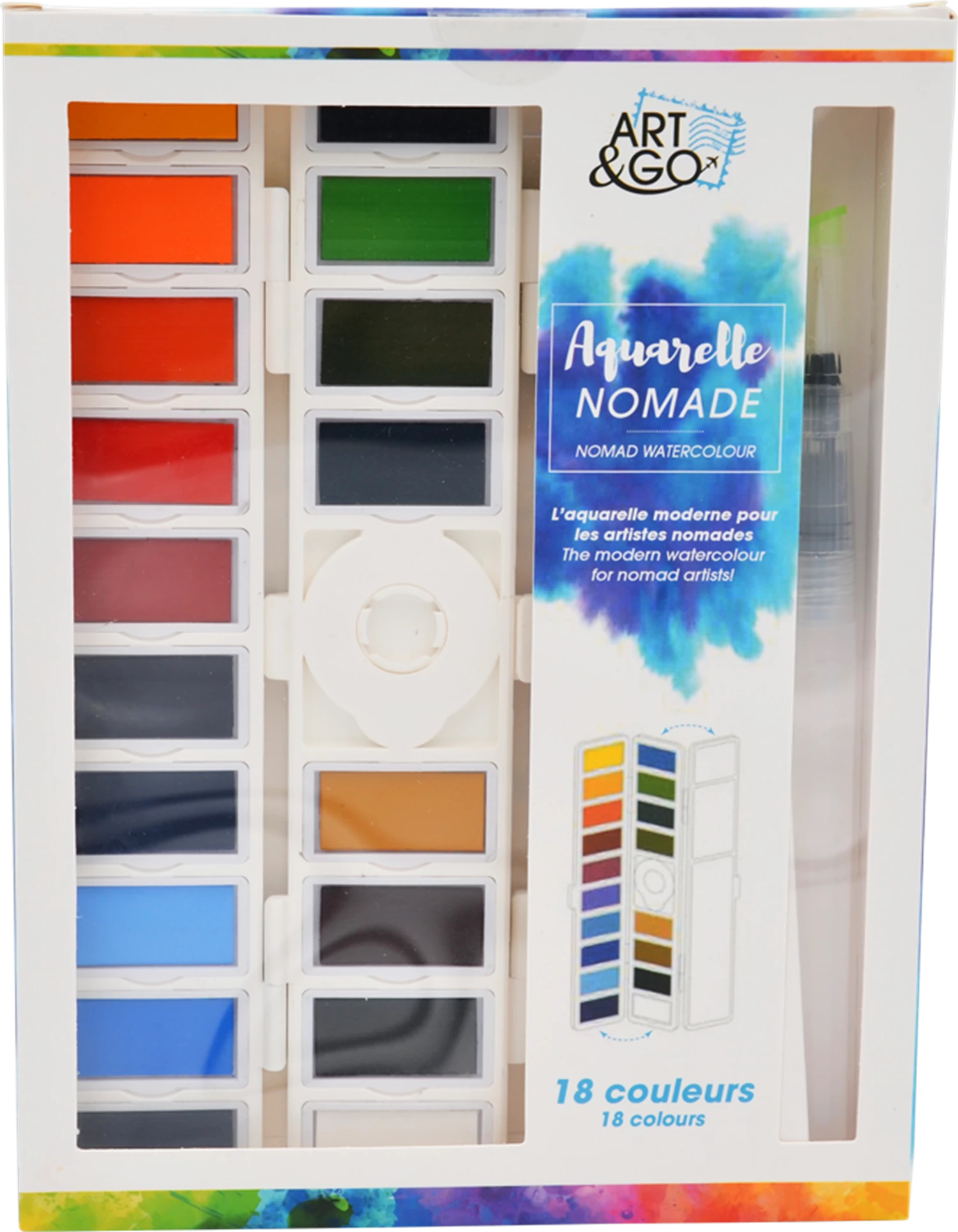ART&GO PALETTE AQUARELLE ACCORDEON 18 COULEURS