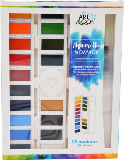 ART&GO PALETTE AQUARELLE ACCORDEON 18 COULEURS