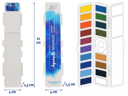 ART&GO PALETTE AQUARELLE ACCORDEON 18 COULEURS