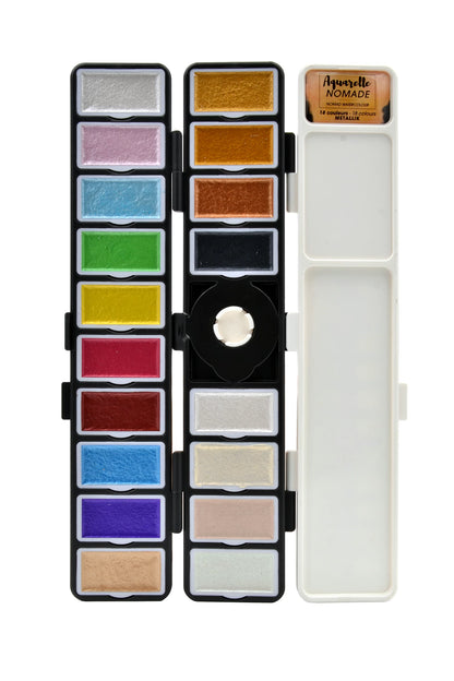 ART&GO PALETTE AQUARELLE ACCORDEON 18 COULEURS METALLIK