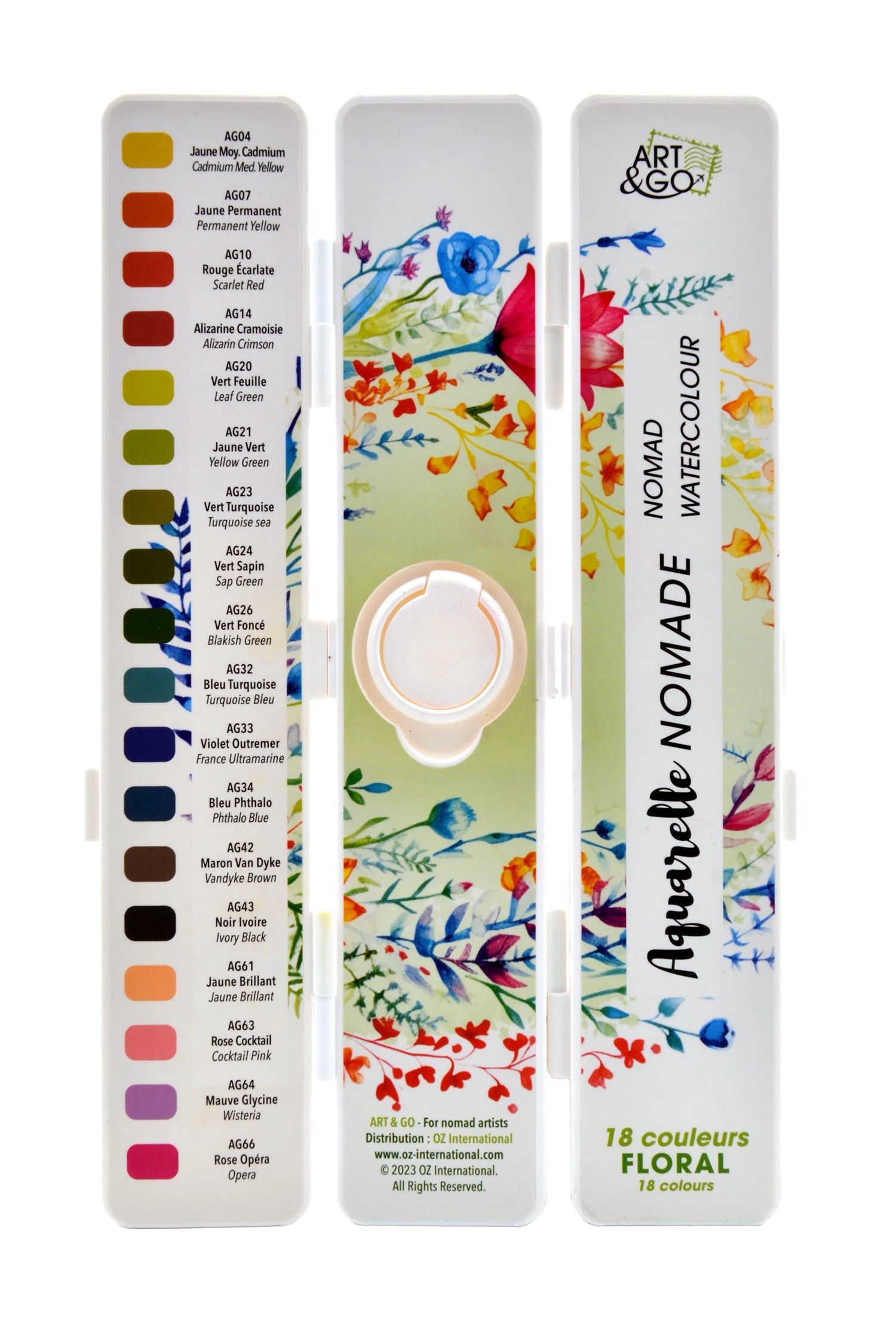 ART&GO PALETTE AQUARELLE ACCORDEON 18 COULEURS FLORAL