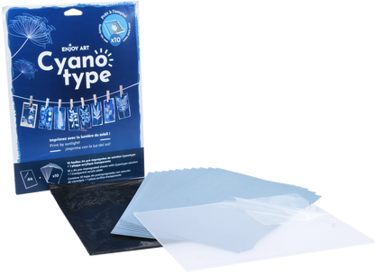 ENJOY ART KIT 10 FEUILLES CYANOTYPE A4 + 1 PLAQUE A4