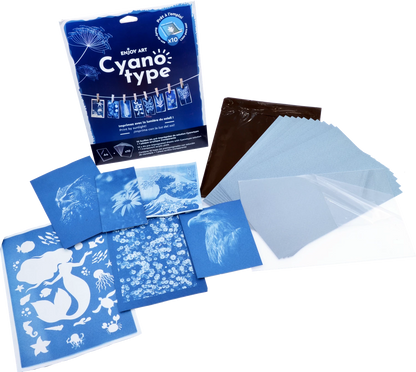 ENJOY ART KIT 10 FEUILLES CYANOTYPE A4 + 1 PLAQUE A4