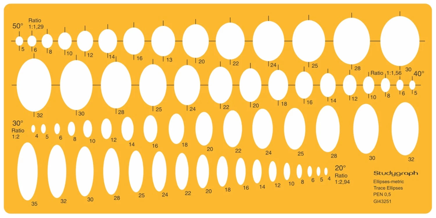TRACE ELLIPSES 20-30-40-50°