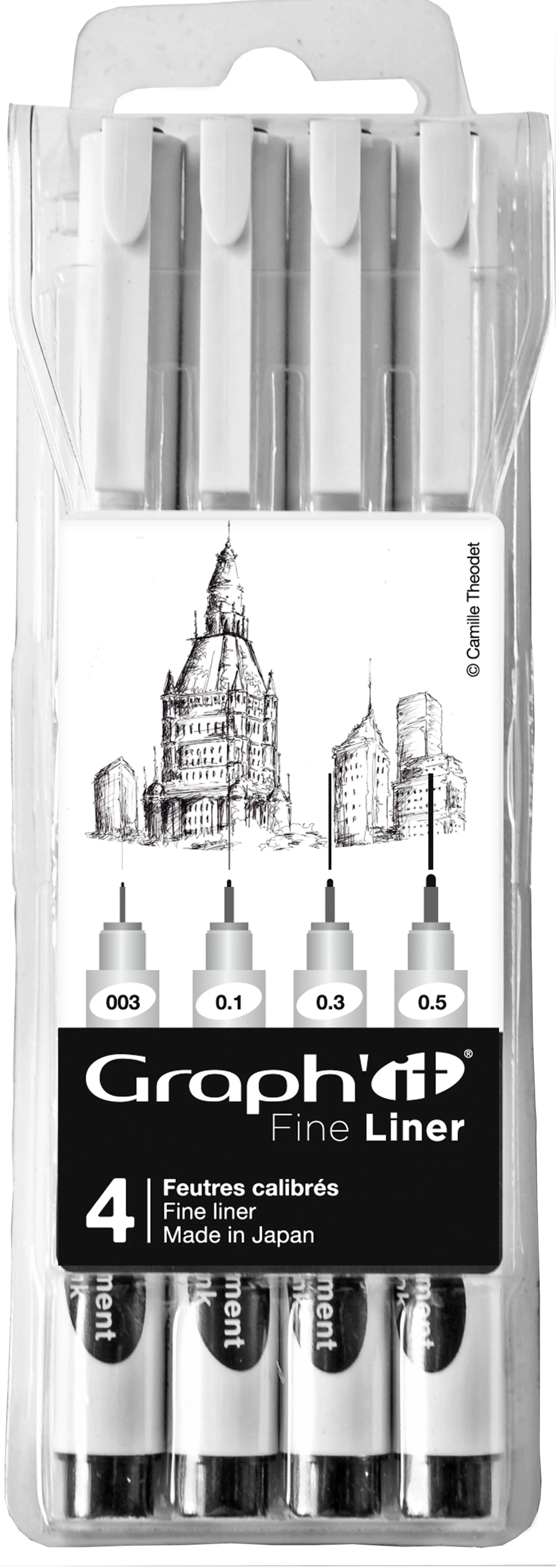 GRAPH'IT POCHETTE DE 4 FINE LINERS NOIR (003 0.1 0.3 0.5)