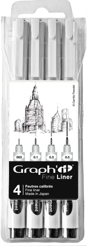GRAPH'IT POCHETTE DE 4 FINE LINERS NOIR (003 0.1 0.3 0.5)